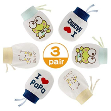 Baby Anti Scratch Mittens for Newborn Boys Girls , 3 Pair Super Soft Adjustable No Scratch Cotton Baby Gloves Mits, 0-10 Months, White