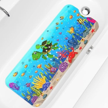 Baby Bath Mat Non Slip Anti Mould, 100x40cm Bathtub Mat Anti Slip Shower Mat with Suction Cups and Drain Holes, Cartoon Bath Mat for Kids, Machine