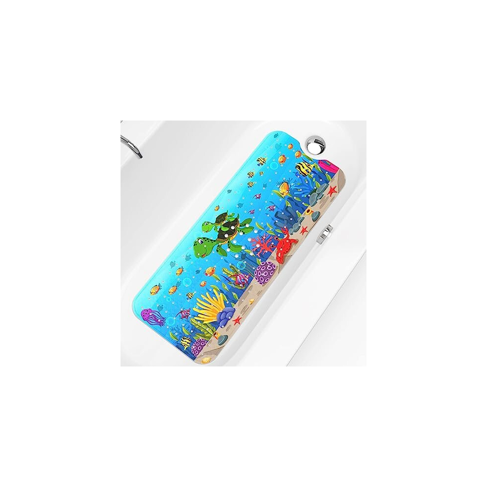 Baby Bath Mat Non Slip Anti Mould, 100X40cm Bathtub Mat Anti Slip Shower Mat With Suction Cups And Drain Holes, Cartoon Bath Mat For Kids, Machine Xiyunte