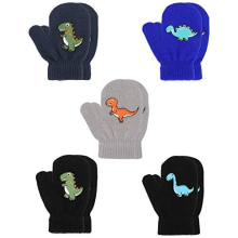 5 Pair Toddler Stretchy Mittens, Baby Magic Mittens, Winter Knitted Mittens for 2~5 Year Old Baby Girls Boys School Playing