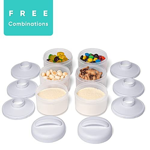 Baby Milk Powder Dispenser Pots Stackable Baby Formula Container, 2 Pack, Grey 2