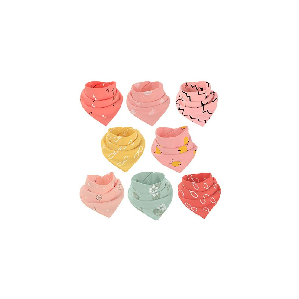 Baby Bandana Bibs Cotton Dribble Bibs Drool Bibs Soft And Absorbent Saliva Towel For Toddlers Girls, 8-Pack Atopo
