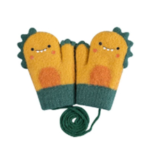 0-2 Y Toddler Mittens on String Thicken Fleece Knit Gloves Cartoon Magic Gloves Thermal Outdoor Mittens for Newborn Infant