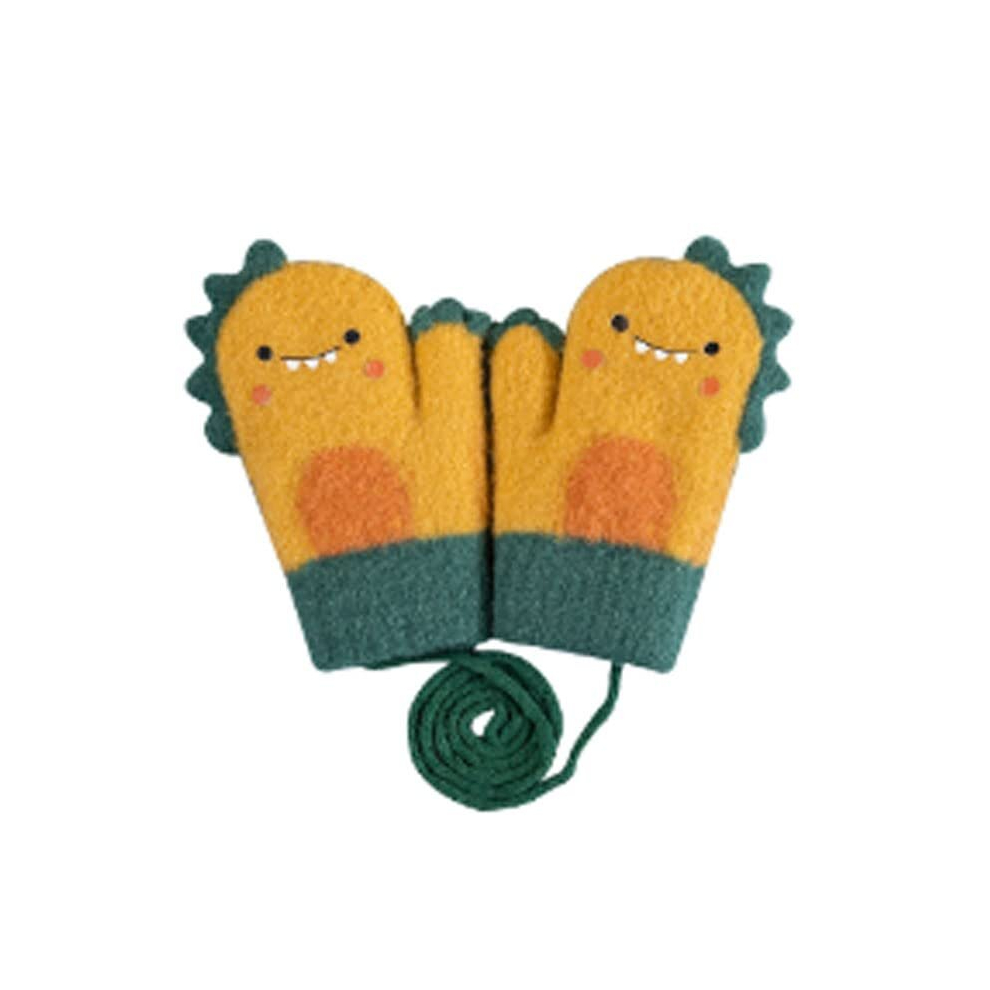 Ylymwj 0-2 Y Toddler Mittens On String Thicken Fleece Knit Gloves Cartoon Magic Gloves Thermal Outdoor Mittens For Newborn Infant