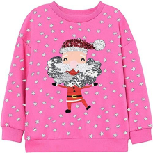 Kids Girls Christmas Jumper Sweatshirt Xmas Jumpers Toddler Santa Claus Tops Baby T-Shirts Long Sleeve Cotton Crew Neck Casual Winter Clothes Age 1-7