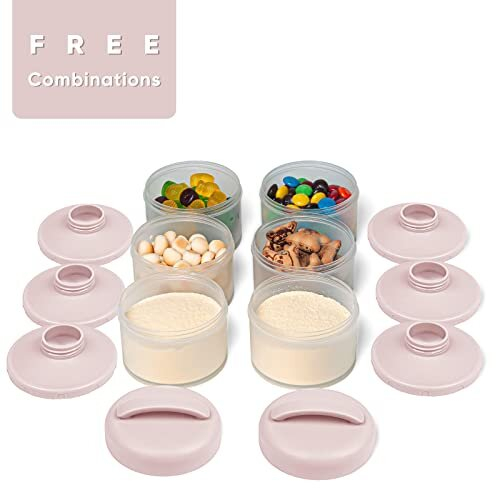 Baby Milk Powder Dispenser Pots Stackable Baby Formula Container, 2 Pack (Light Pink) 2