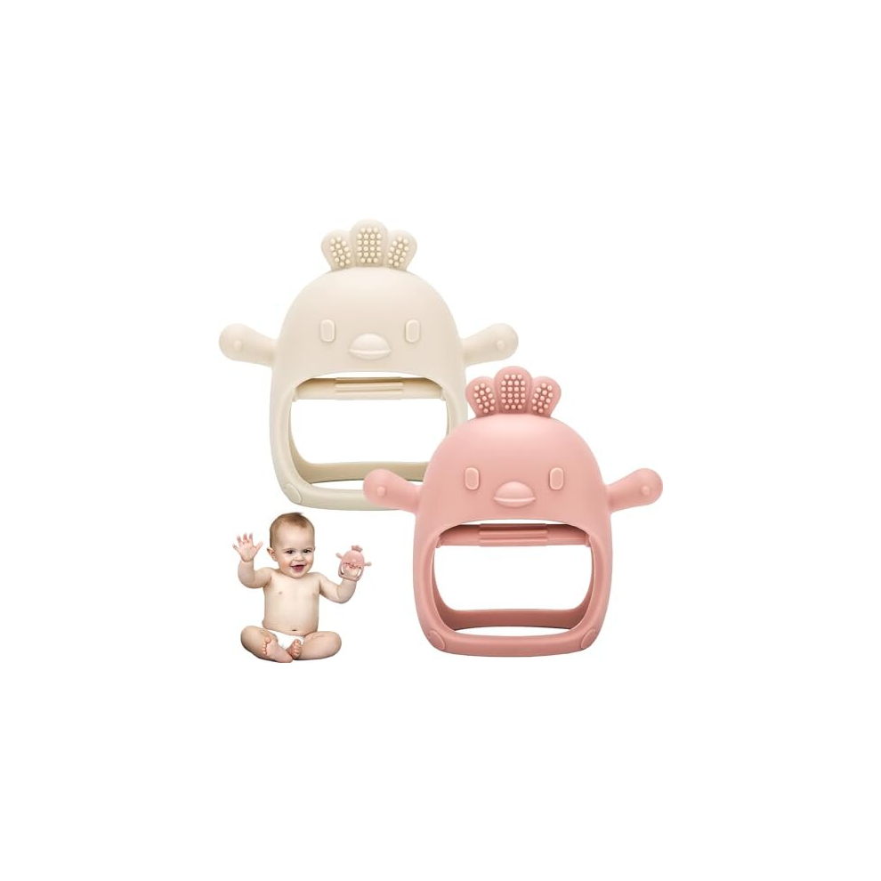 2 Pack Teething Toys For Baby, Teething Mitten For Babies, Baby Toys 0-6 Months, Silicone Teether For Toddler Infant, Baby Boy Girl Shower Gifts Dzpuhuojz