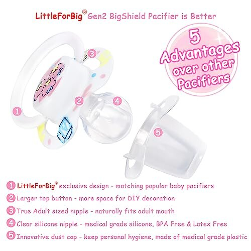 Bigshield Generation-II Adult Sized Pacifier Printed Set - Vintage Baby Pattern 1
