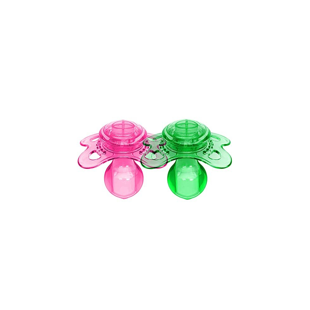 Littleforbig Bigshield Generation-3 Adult Sized Pacifier Candy Gloss 2 Paci Pack - Pink & Green Set