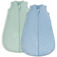 Baby Sleeping Bag 1.5TOG with Plush Dots 2 Pack Newborn Sleep Sack 100% Cotton Soft Unisex Baby Wearable Blanket with 2-Way Zipper Toddler Sleeping