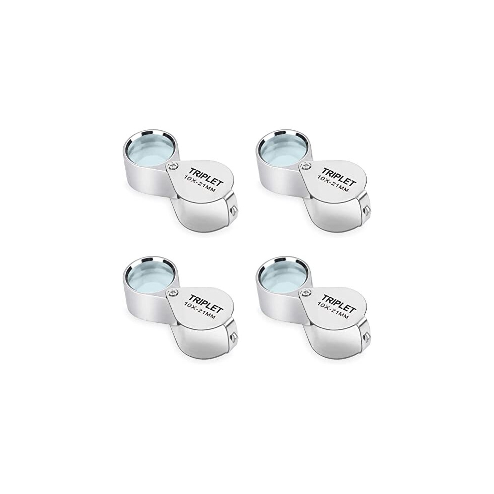 Eqlef Jewelry Magnifying Glass 4 Pieces 10X Jewelry Diamond Triplet Jewelers Eye Loupe Magnifier Magnifying Glass