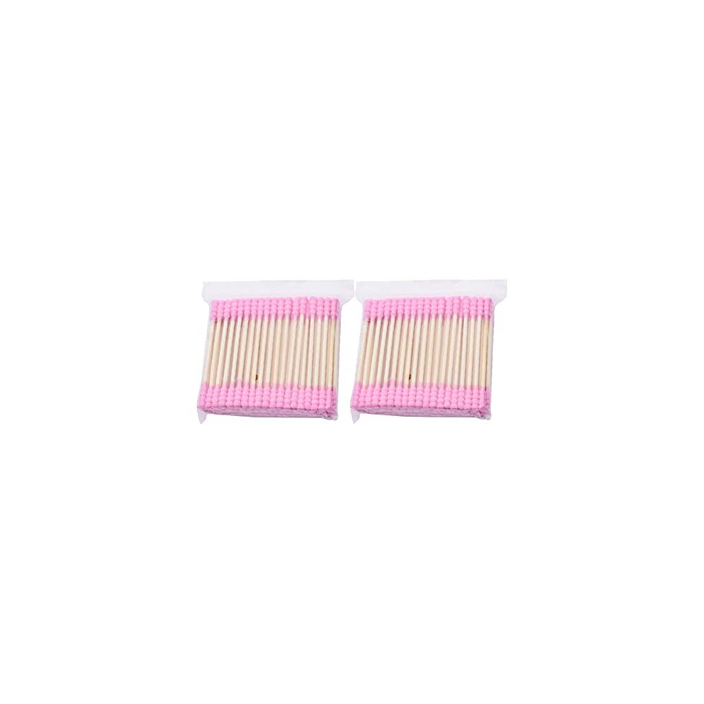 Jihuoo 200 Pcs Double Head Cotton Swabs Ear Cleaning Cotton Buds Makeup Remover Swabs Spiral Cotton Heads For Cosmetics Pink