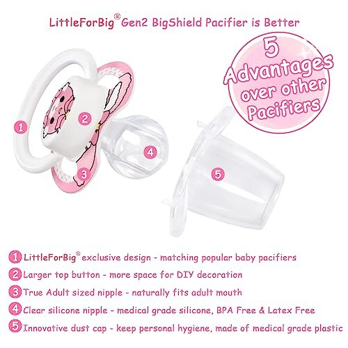 Bigshield Generation-II Adult Sized Printed Pacifier Baby Usagi Pattern 1