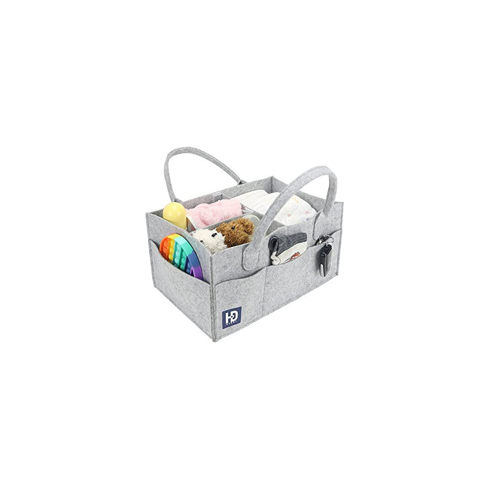 Hy Dot Baby Nappy Caddy Organiser 3Mm Thick Grey Felt Nursery Storage Baskets Baby Wipes Bag Diaper Caddy Mom Wishlist Baby Newborn Essentials Gifts With