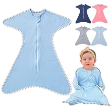 Swaddle Wrap for Baby, Newborns Baby Sleeping Bag, Baby Muslin Swaddle Sleeping Bag Breathable Soft Premium Cotton for Kids Aged 0-3/3-6 Months (Blue,