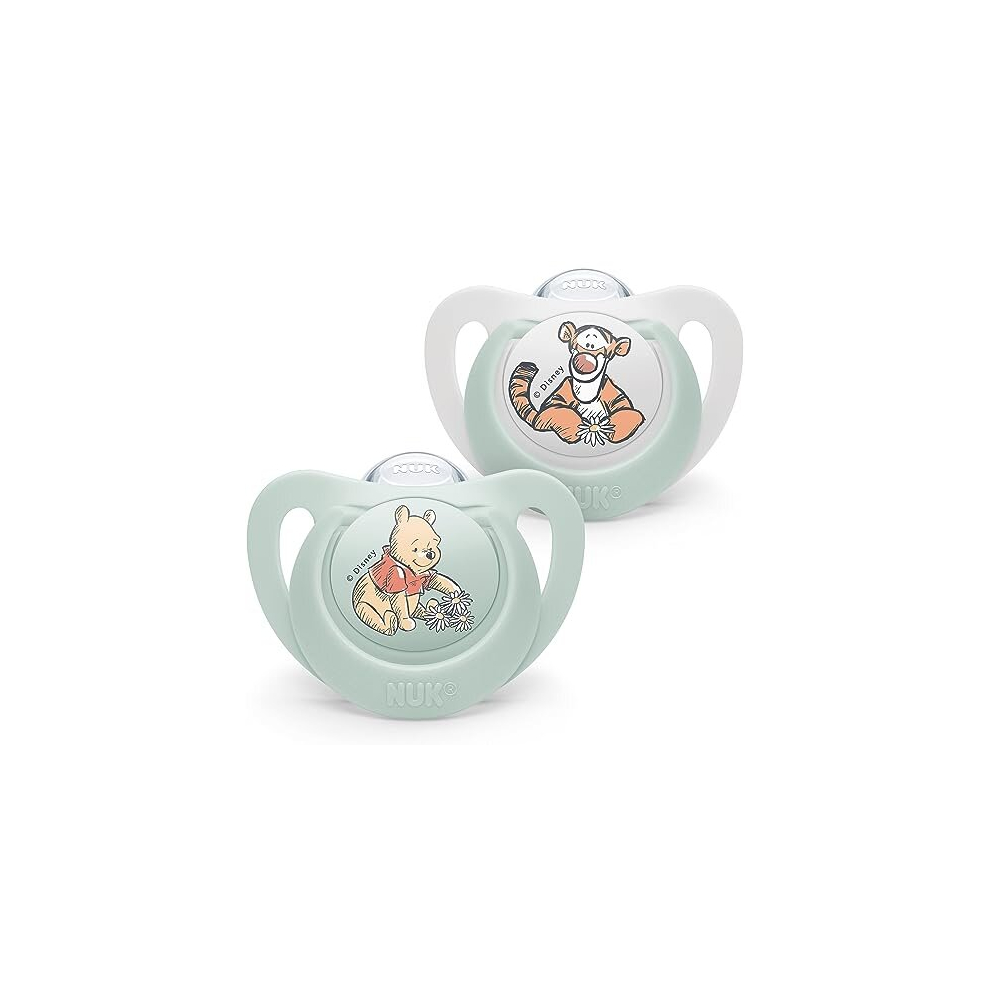Nuk Star Baby Dummy | 0-6 Months | Soothes 99% Of Babies | Bpa-Free Silicone Soothers | Winnie The Pooh | With Case | 2 Count