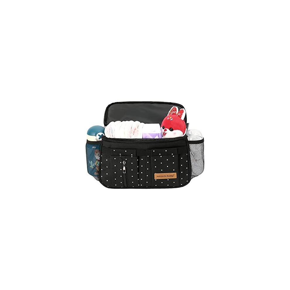Stroller Bag Organizer, Pram Organiser Bag With Cup Holder, Buggy Organiser Bag Large Capacity Multifunktional Universal For Pushchair Buggy Miracle Baby
