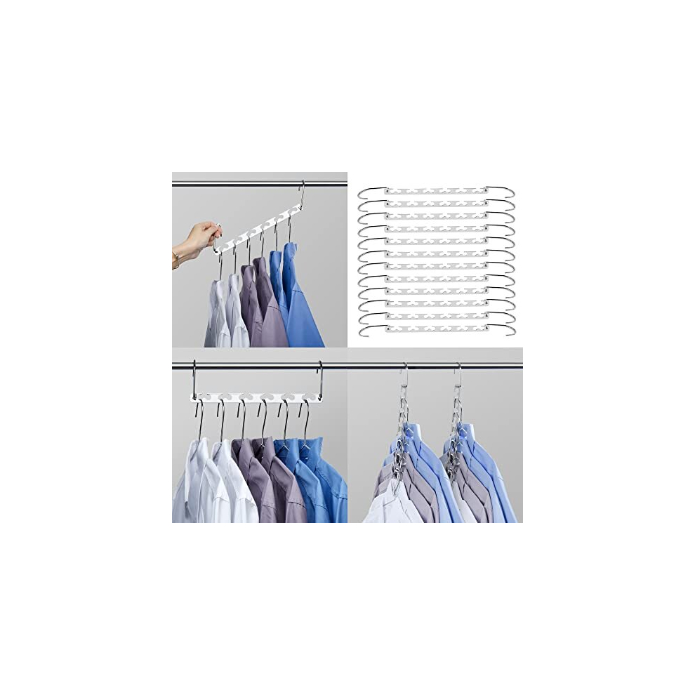 Magic Hangers Space Saving Hangers for Clothes Hangers Space Saving Wardrobe Clothing Hanger Oragnizer Closet Space Saver Hangers (12 Pack)