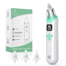 Nasal Aspirator Baby, Electric Baby Nose Sucker, Rechargeable Nose Cleaner with 3 Suction Levels and 3 Silicone Nozzles Anti-Backflow, Baby Nose