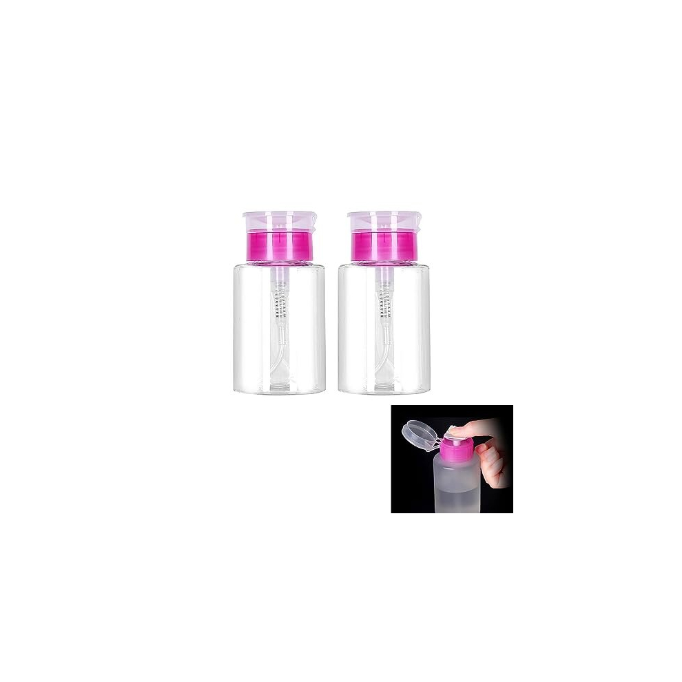 Shenlong 2Pcs Nail Polish Remover Pump Bottle Dispenser 180 Ml Push Down Cleanser Bottle Travel Empty Liquid Container,Nail Polish Remover Bottle Nail Polish