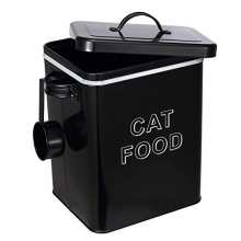 Cat Food Storage Container Farmhouse Pet Food Storage Containers with Lid and Scoop, Perfect Vintage Canister Treats Tin for Kitchen Countertop, Shelf
