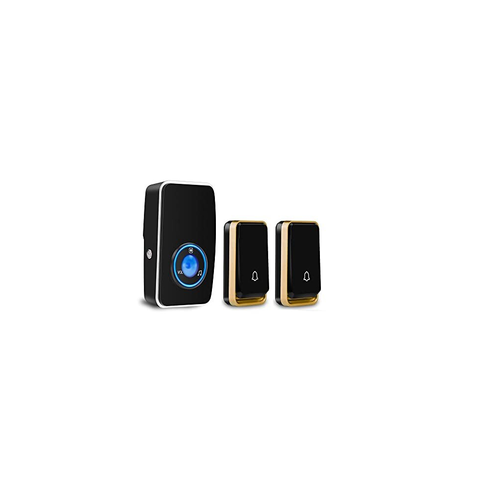 『No Battery Required』Wireless Doorbell Waterproof, AURTEC Door Chime Kit with 1 Plug-in LED Flash Receiver & 2 Press Self-Powered Transmitter, 51