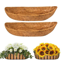 2 Pcs Coco Liner Trough, 24 Inch Wall Mounted Planter Liner, Natural Coconut Fiber Hanging Basket Liners, Coco Fiber Replacement Liner for Window Box
