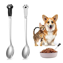 Pet Food Spoon, Paw Cat Can Spoon Stainless Steel Cat Wet Food Spoon Dog Spoon for Feeding Pet Wet Food 2 Pieces