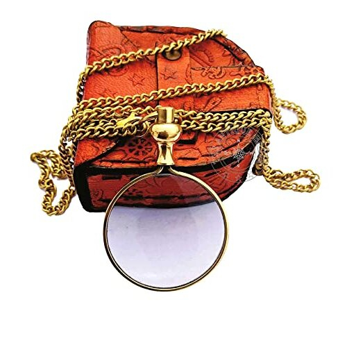 Brass Magnifying Glass Optical Magnifier Lens With Chain Monocle For Library Reading Fine Print 6233