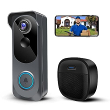 Wireless Video Doorbell Camera with Chime, 1080P Smart WiFi Door Bells Camera, Voice Changer, PIR Motion Detection, 2-Way Audio, Night Vision,Battery