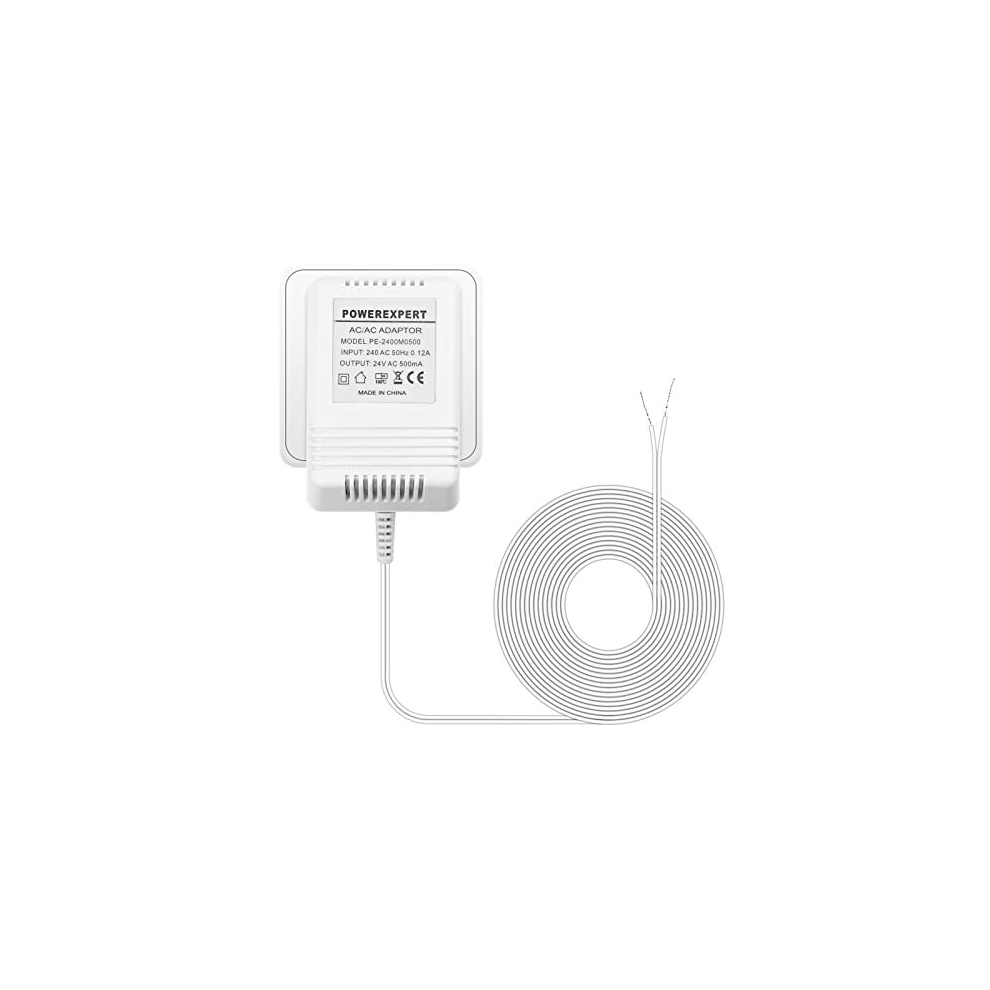 24V 500mA Doorbell Transformer, C Wire Transformer Adapter AC Power Supply Compatible with Ring Video Doorbell & Thermostat with 8M (315") Long Cable