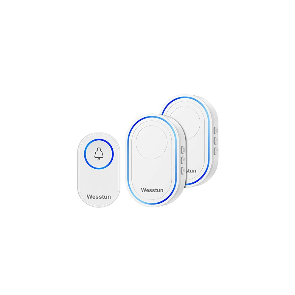 Wireless Doorbell With 2 Receivers, Ip67 Waterproof Door Chime Kit Operating At The Range Of 300M, 2 Plug-In Door Bell Receivers With 39 Ringtones, 5014286057943