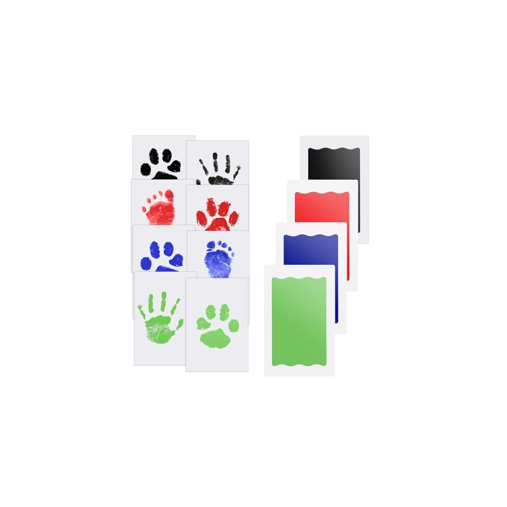Inkless Hand & Footprint Kit, 4 Baby Inkless Print Pads, 8 Imprint Cards, Dog Paw Print Kit, Baby Imprint Kits Safe Non-Toxic, Pet Paw Stamp Pads, Nabance