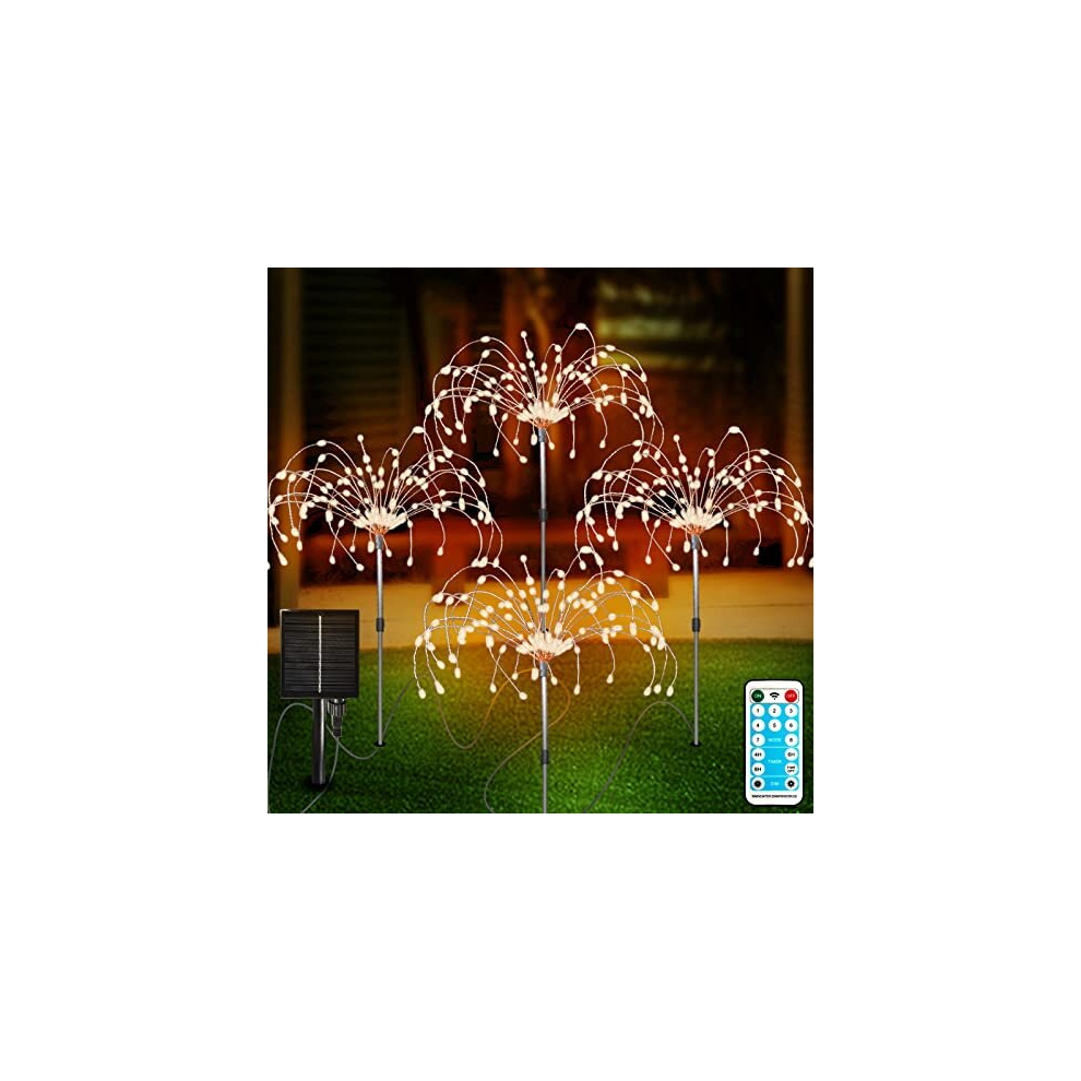 Solar Garden Lights Outdoor 4 Pcs Solar Fireworks Lights Garden Ornaments with Remote Control 8 Modes 420 LEDs Waterproof Outdoor Decorations for Lawn