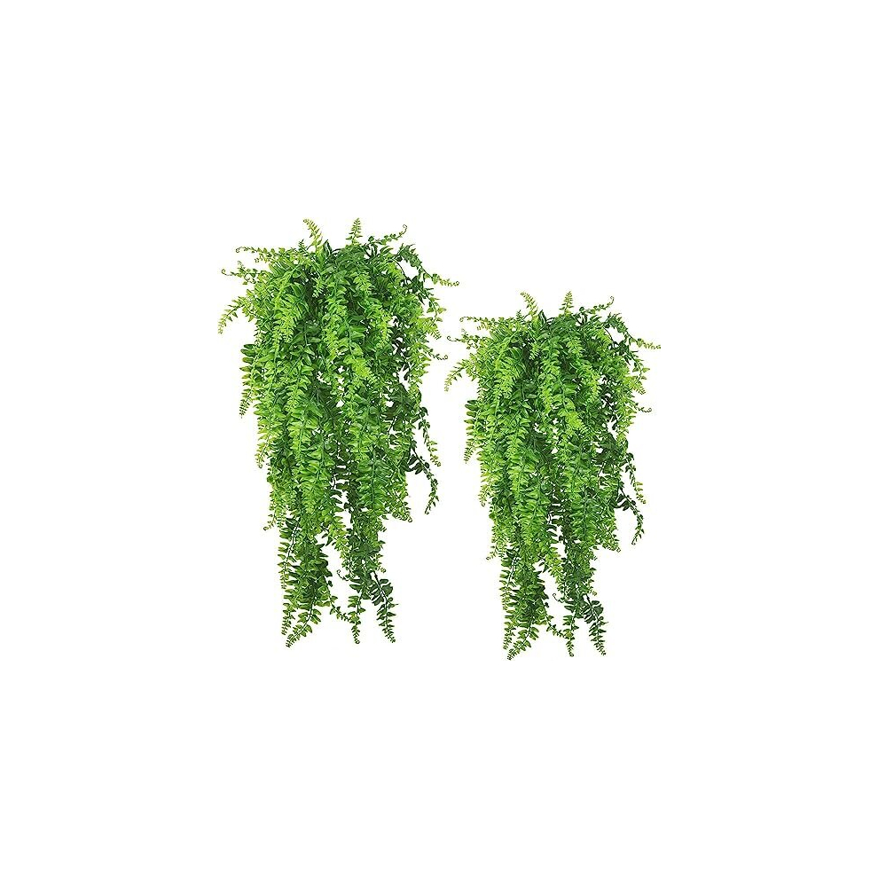 2 Pack Artificial Ferns Hanging Plants Boston Ferns Faux Persian Rattan Greenery Vine for Wall Hanging Baskets Wedding Party Garden Home Garden Wall