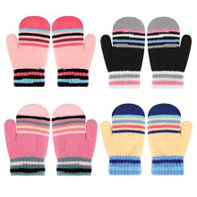 4 Pairs Toddler Stretch Mittens Kids Magic Gloves Winter Unisex Baby Knitted Gloves Winter Toddler Mittens For 1~5 Years Old Baby Boys Girls