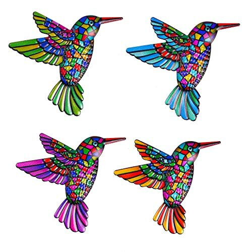 Metal Hummingbird Wall Decor, 4 Pack Metal Hummingbird Wall Art Decor