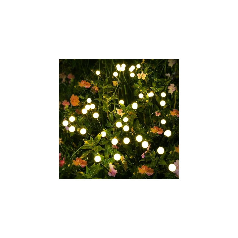 Firefly Solar Lights Outdoor Garden Decorations,4 Pack 10 LED Garden Lights Solar Powered Waterproof,2 Modes Starburst Swaying Solar Firefly Lights