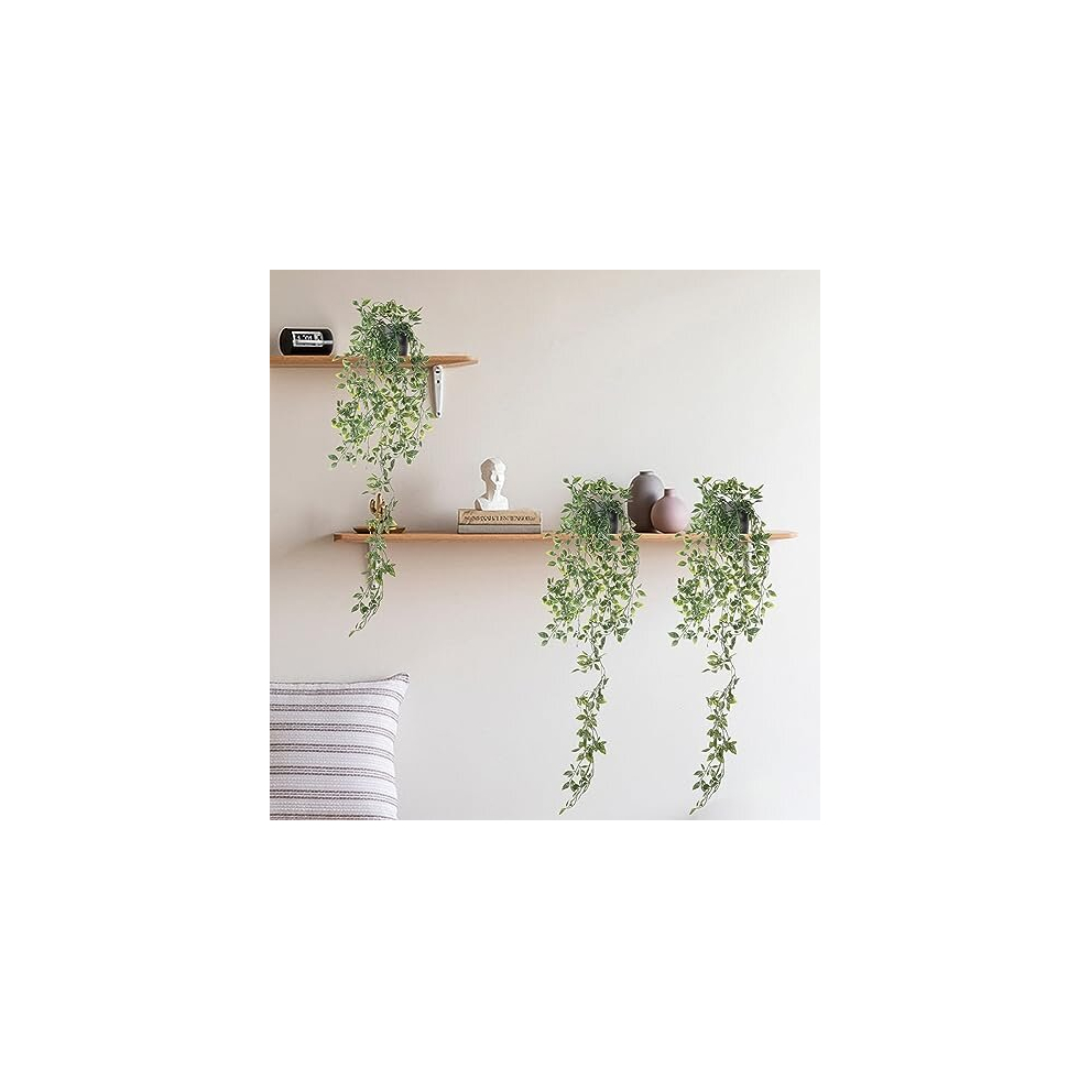 3Pcs Artificial Plants Indoor Artificial Hanging Plants for Home Decor Artificial Hanging Plants Outdoor & Indoor Plant with Pots Fake Vine Leaves