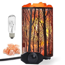 Salt Lamp, Himalayan Salt Lamp, Natural Salt Rock Lamp Desk Bedside Table Lamp Night Light in Forest Design Metal Basket with Dimmer Switch, Festival
