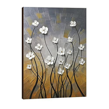 - Morning Dancing 100% Hand Painted Floral Oil Paintings Canvas Wall Art Modern Stretched and Framed Grace Abstract Flowers Artwork Ready to Hang for