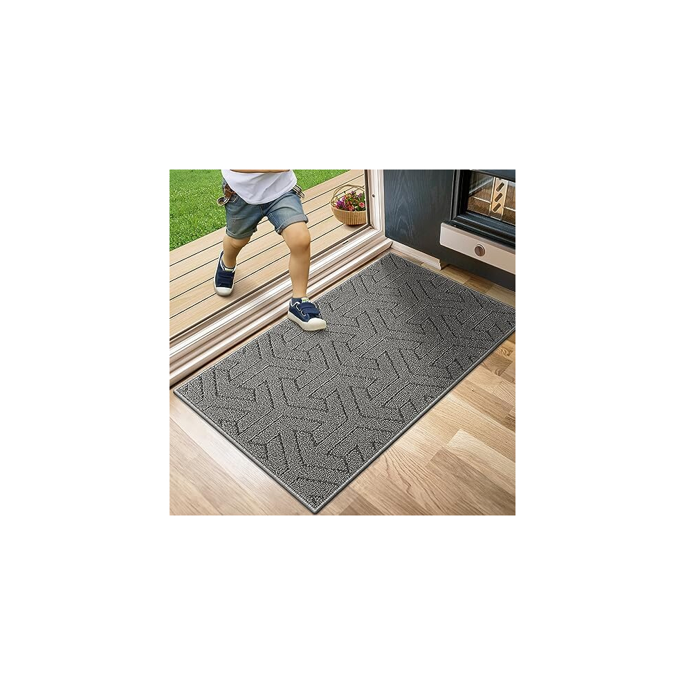 Door Mats Indoor, Absorbent Machine Washable Non-Slip Inside Door Mat, Heavy Duty Dirt Trapper Doormats For