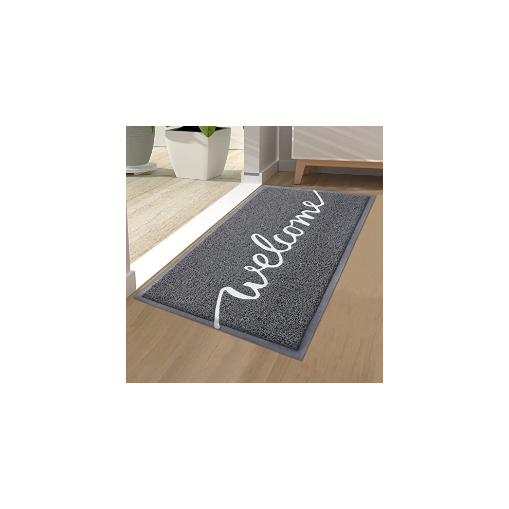 Homaxy “Welcome” Door Mat, Dirt Trapper Doormats Non-Slip Low Profile Durable Door Mat For Outdoor, Indoor, Entrance, Patio, Front Back Door — (40 X