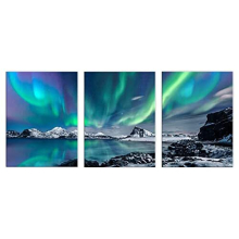 3-Piece Aurora Canvas Prints - Northern Lights Wall Art for Living Room & Bedroom, Modern Farmhouse Decor
