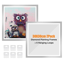 2Pack Diamond Painting Silver Frames, Frames for 30x30cm Diamond Painting Canvas, Magnetic Diamond Art Frame Self-Adhesive, Diamond Painting Frames