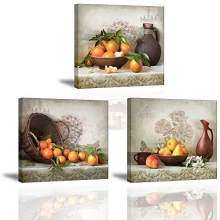 Table food painting, fruit picture on Canvas, Orange Canvas image with Frame ready hanging Décor Decorative arts for Living Room Bedroom nice