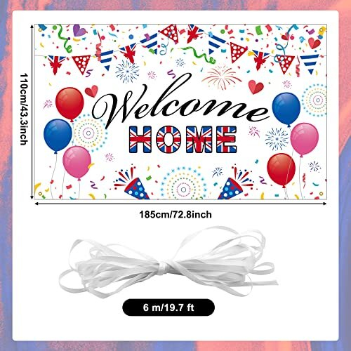 Banderole "Welcome Home" En Papier Glitter - Dimensions ~14x13 Cm - Décoration Maison, Fête, Photo Booth