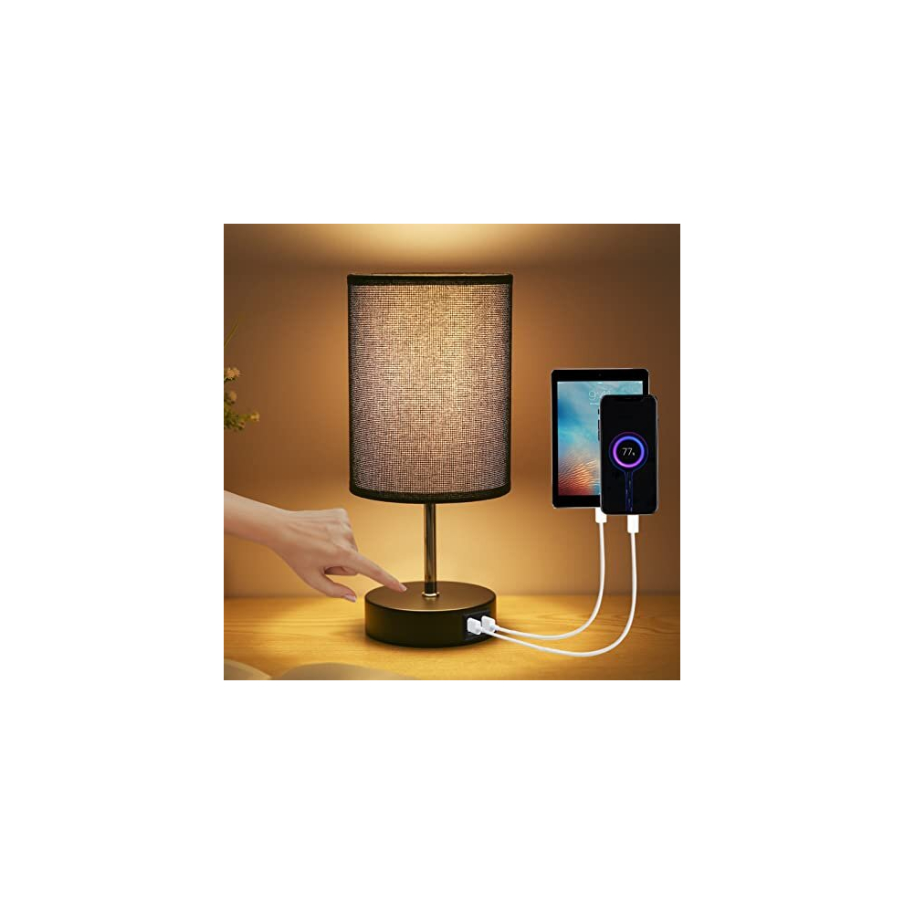 Touch Bedside Lamp,Touch Control Bedside Table Lamp, Modern Tabletop Lamp,3 Levels Brightness Adjustable Dual USB Charger with E14 LED Bulb Warm White-image-OPC-PD782YQ-NEW