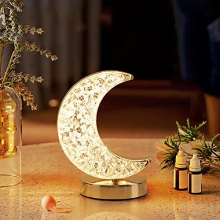 Crystal Moon Led Touch Control Table Lamp, USB Rechargeable Acrylic 3 Way Touch Sensor Bedside Moon Desk Lamps, Cute Atmosphere LED Lamp Nightstand