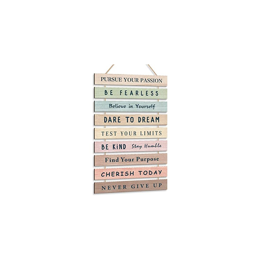 Hpuinb Inspirational Phrase Wall Art,Inspirational Wood Sign,Rainbow Wall Hanging Sign,Motivational Quote Wall Decor For Nursery,Be Kind Positive Hpniub